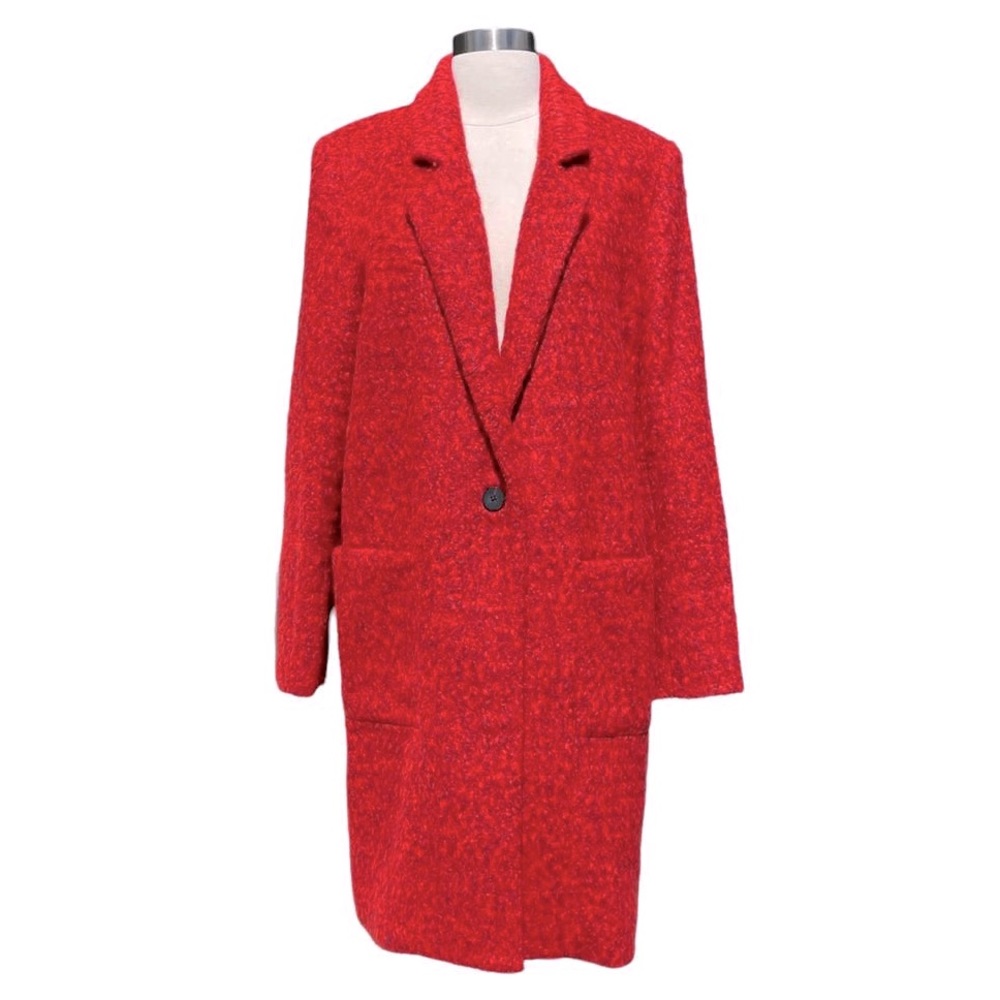 Zac Posen Red Wool Blend Coat.